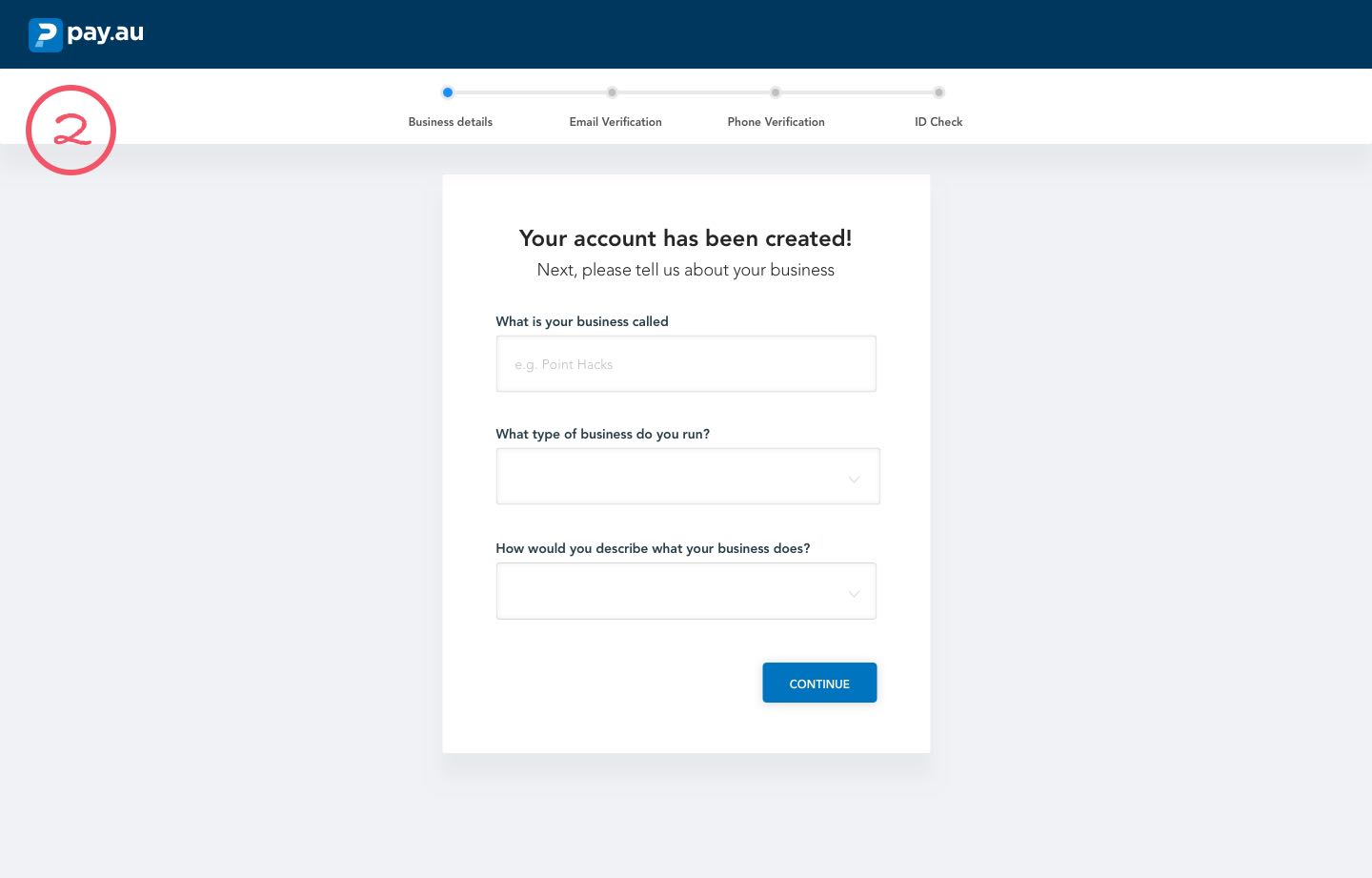 pay au onboarding screenshot