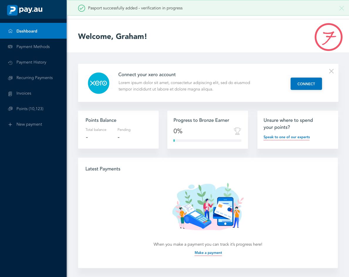 pay au onboarding screenshot